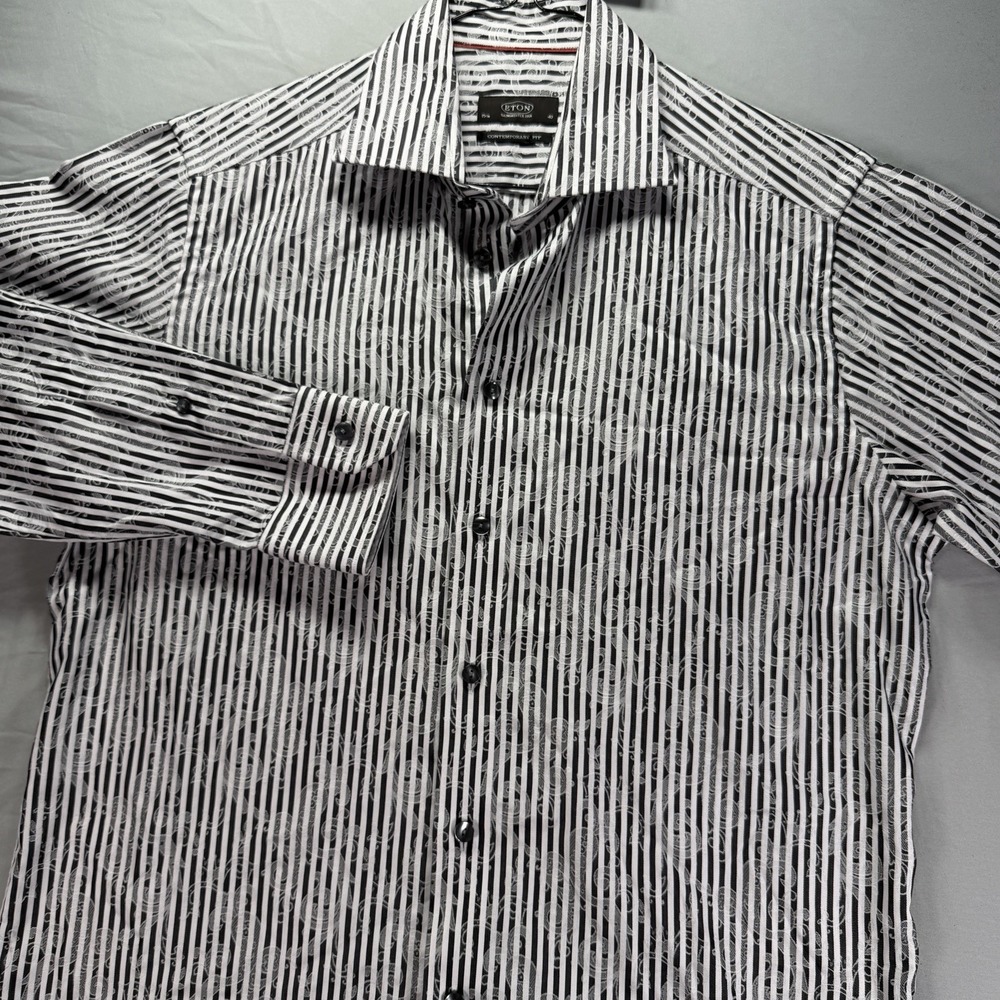 Eton Contemporary Dress Shirt Mens 15.5 40 Floral Long Sleeve Button Up Cotton